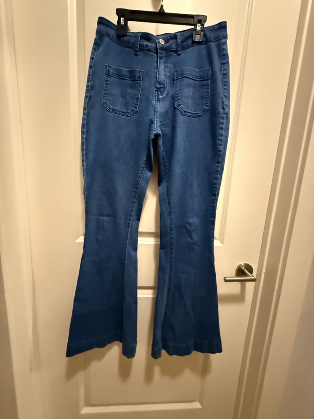 High-Rise Blue Flared Jeans - Women's Wide Leg
